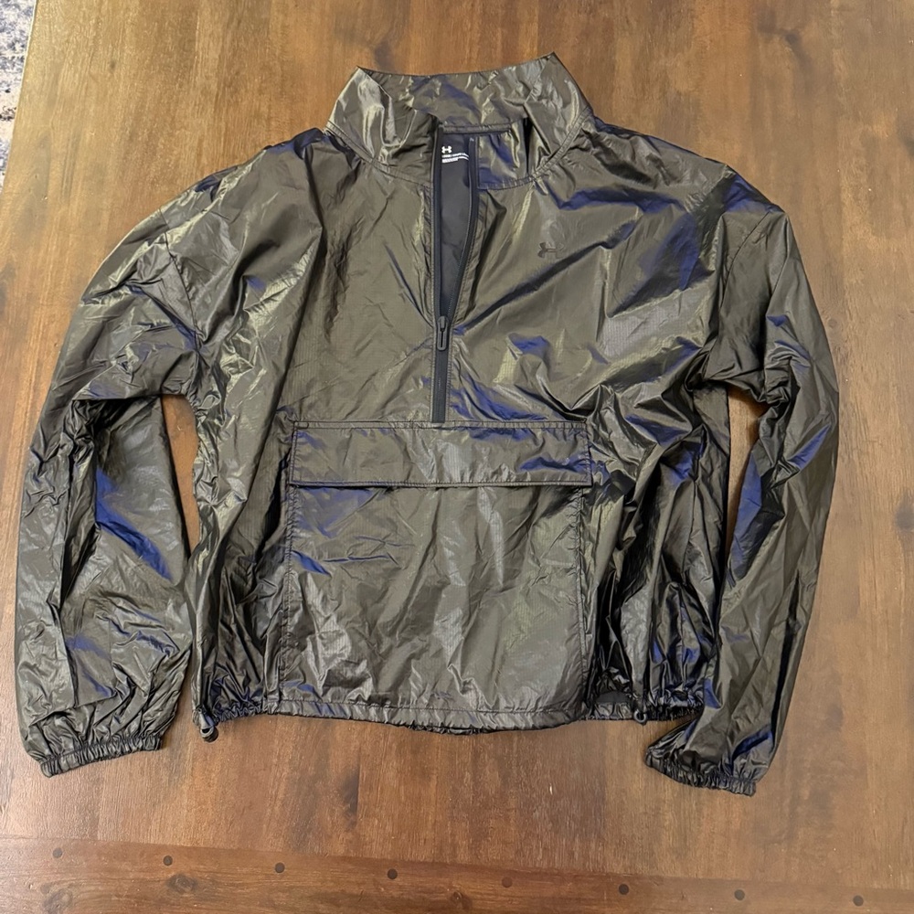 Under Armour Womens Black‎ Half Zip Anorak Windbreaker Jacket Loose Fit XS